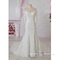 off shoulder V neckline low back mermaid lace with beading wedding gowns